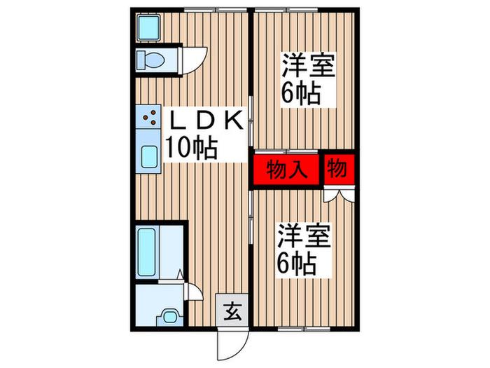 愛商事ビル(2LDK/2階)の間取り写真