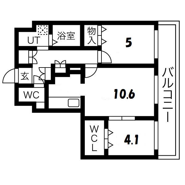 サフィール菊水(2LDK/4階)の間取り写真