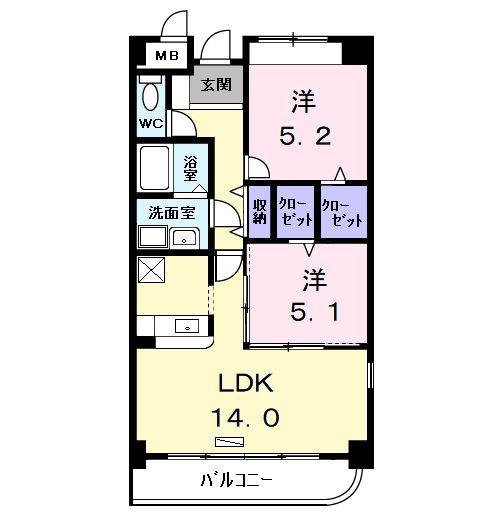 プレシャス・コート(2LDK/6階)の間取り写真