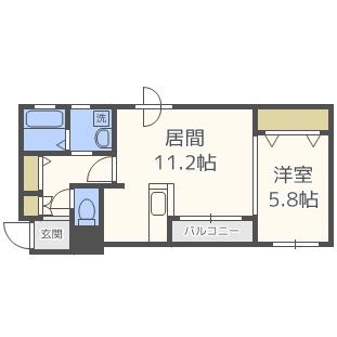 アシル西町C棟(1LDK/4階)の間取り写真