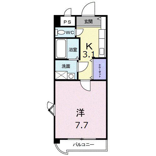 フレグランス(1K/2階)の間取り写真