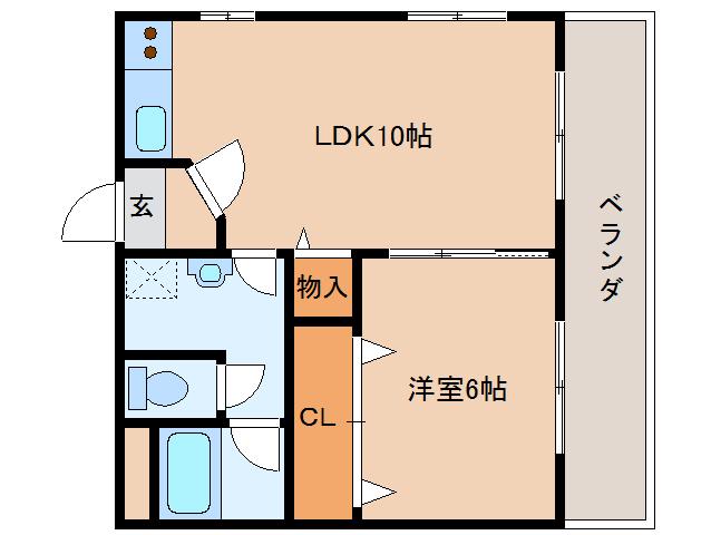 岩田マンション(1LDK/3階)の間取り写真