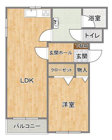 ヒーローマンション・カルミア(1LDK/3階)の間取り写真