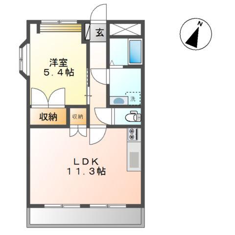 ラベンダー湘南(1LDK/2階)の間取り写真