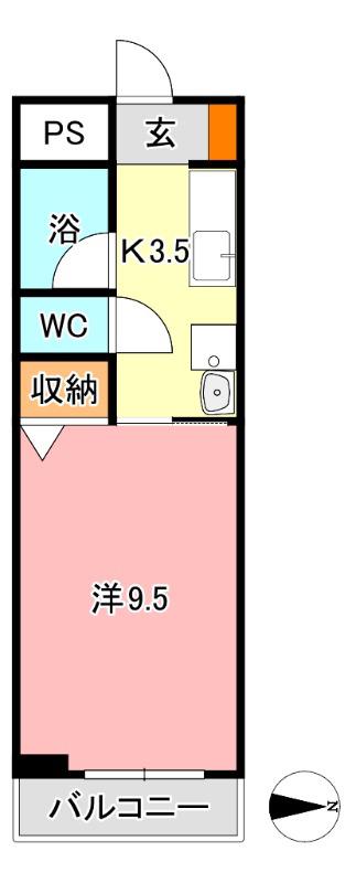 オーランド富田町(1K/3階)の間取り写真