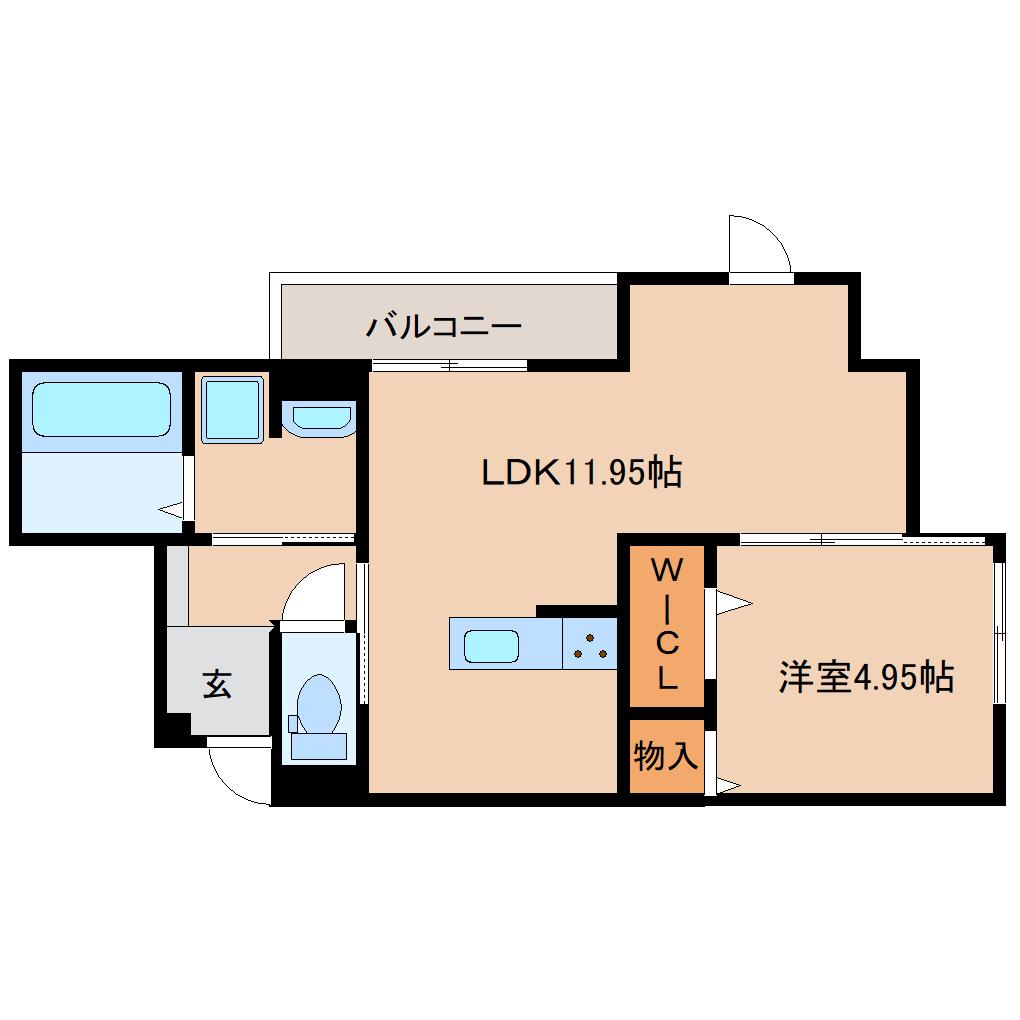 コンフォール畝傍(1LDK/1階)の間取り写真