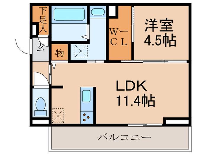 パークハイム上津(1LDK/3階)の間取り写真
