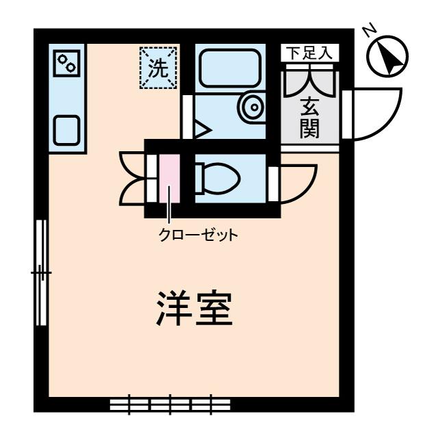 カーサグリス(ワンルーム/1階)の間取り写真