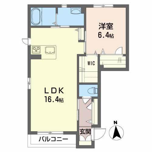 シャーメゾン・ヴィレッタA(1LDK/1階)の間取り写真