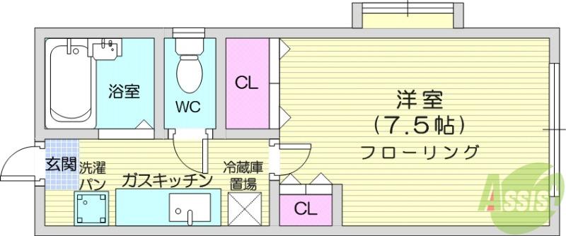 マルシェみずほ台(1K/2階)の間取り写真