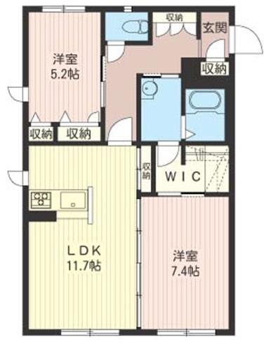 クロワールF(2LDK/2階)の間取り写真