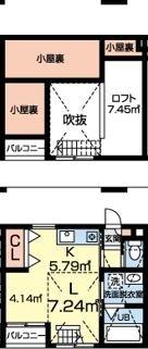 CLOTHO(ワンルーム/2階)の間取り写真