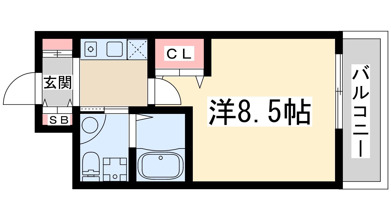 アスール江坂サード(1K/5階)の間取り写真
