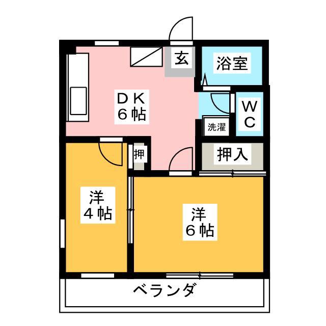 フォーレスト聖(2DK/1階)の間取り写真
