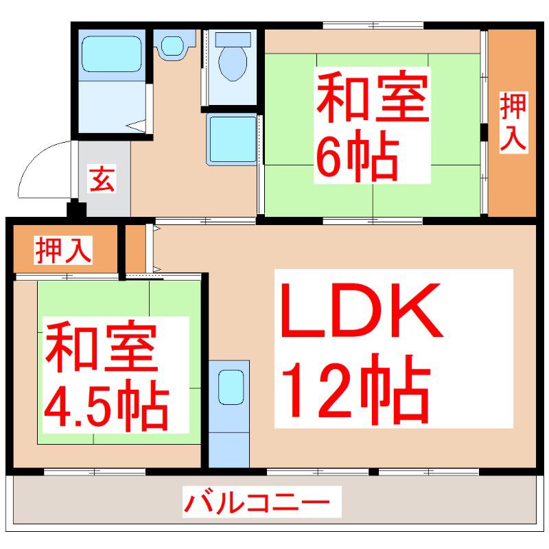 フォレストタウン川辺A棟(2LDK/4階)の間取り写真