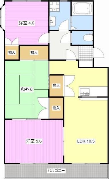 サザンクロス(3LDK/2階)の間取り写真