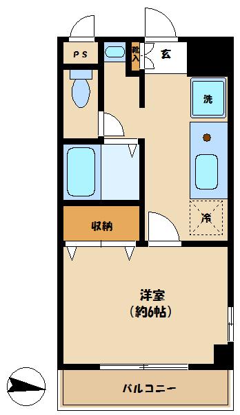 ヴィラ小杉(1K/2階)の間取り写真