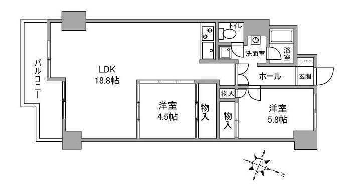 新北野第3コーポ(2LDK/10階)の間取り写真