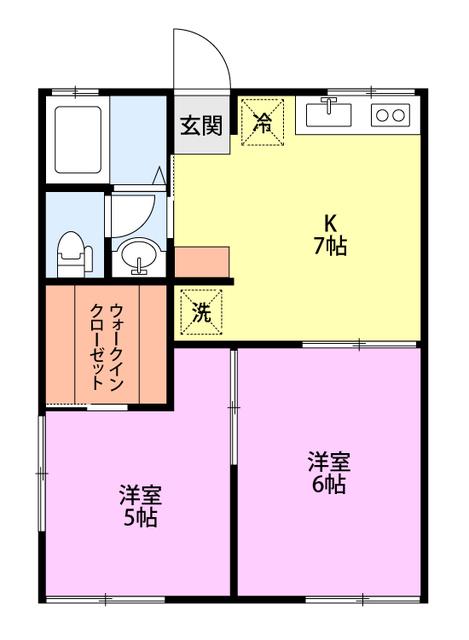 コーポ仲村(2DK/2階)の間取り写真