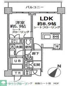 ファインステージ新横浜(1LDK/1階)の間取り写真