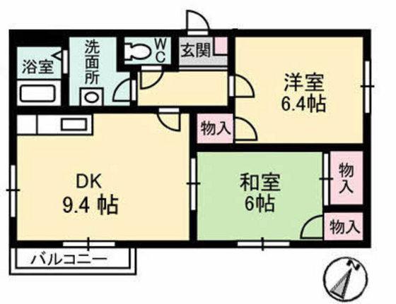 フレグランスフォーブル(2DK/1階)の間取り写真
