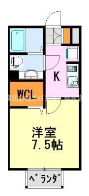 カーサカルモ亥鼻(1K/2階)の間取り写真