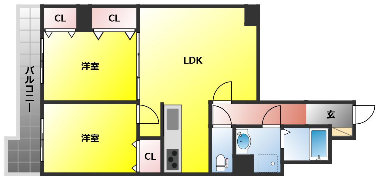 パステル12(2LDK/2階)の間取り写真