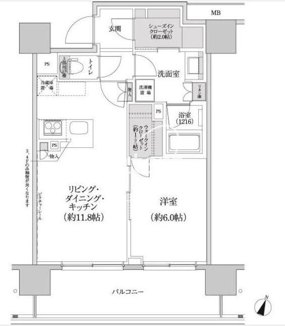 パークハビオ渋谷本町レジデンス(1LDK/12階)の間取り写真