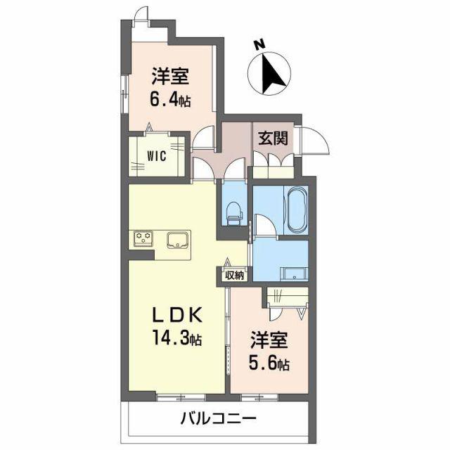 シャーメゾン ル・シルク(2LDK/2階)の間取り写真