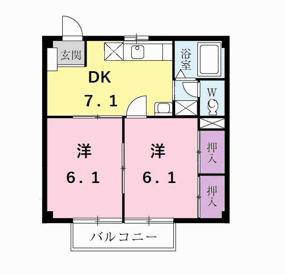 フェアリーハイツ(2DK/2階)の間取り写真