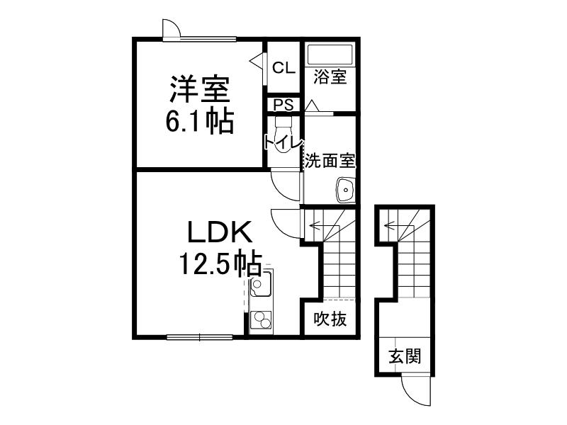 ラピスIII(1LDK/2階)の間取り写真
