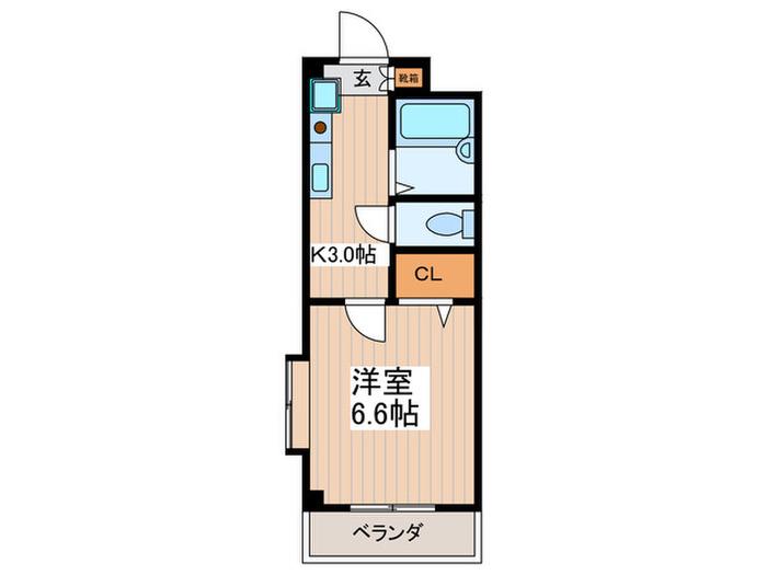 アイミビル(1K/2階)の間取り写真