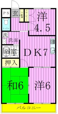 ルナマンション(3DK/2階)の間取り写真