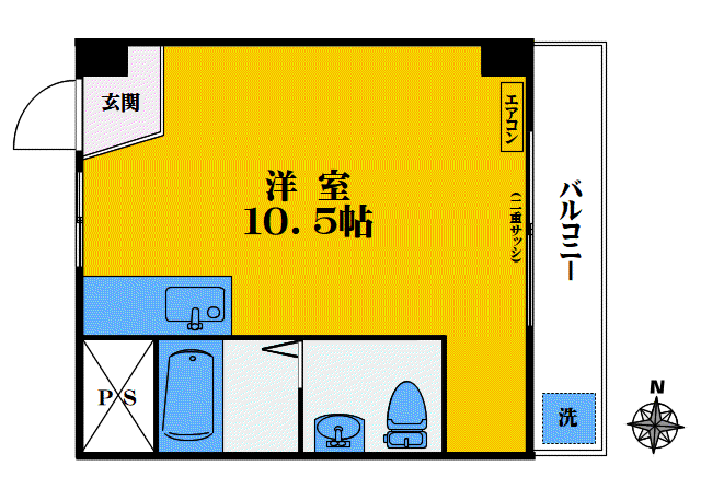 中嶋コーポ(ワンルーム/2階)の間取り写真