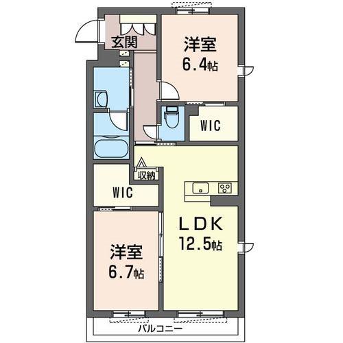 カルセドニー(2LDK/3階)の間取り写真