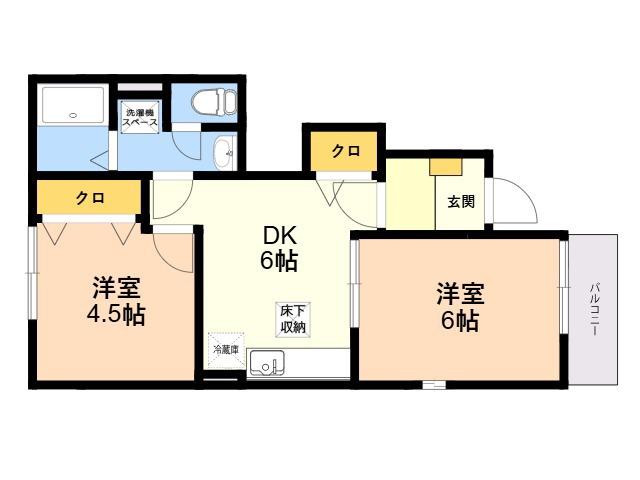 サニーサピー加布里(2DK/1階)の間取り写真