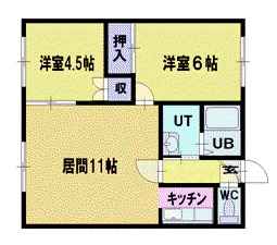 クチュールK54(2LDK/1階)の間取り写真