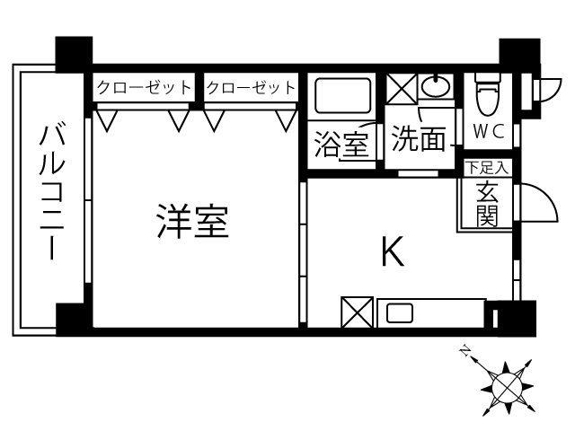 アムールKM(1DK/2階)の間取り写真