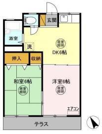 十王堂ハイツA(2DK/1階)の間取り写真