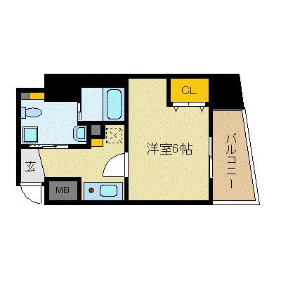 WOB SHINMACHI(1K/2階)の間取り写真
