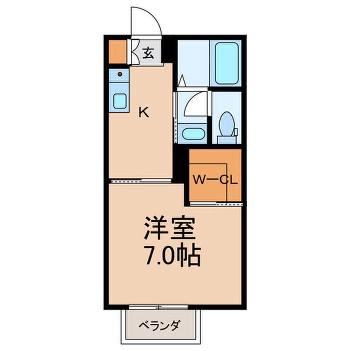 KENS本千葉(1K/2階)の間取り写真