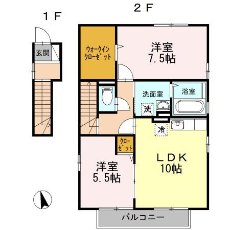 グランドュールゆたか(2LDK/1階)の間取り写真