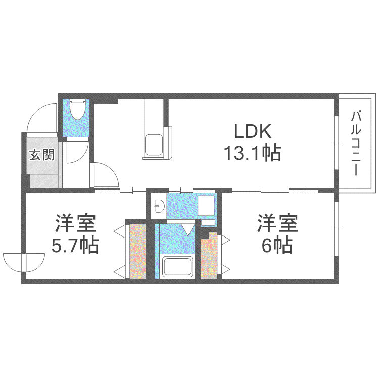 厚別中央3-2MS(2LDK/4階)の間取り写真