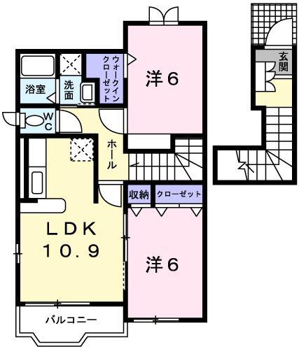 プロムナードEMA(2LDK/2階)の間取り写真