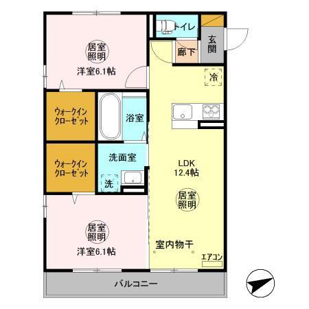 レフィナード(2LDK/2階)の間取り写真