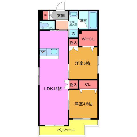 KIHACHI イースト(2LDK/1階)の間取り写真