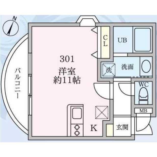 アカンサス(ワンルーム/3階)の間取り写真