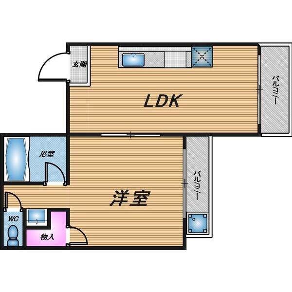 セントラル野里(1LDK/5階)の間取り写真