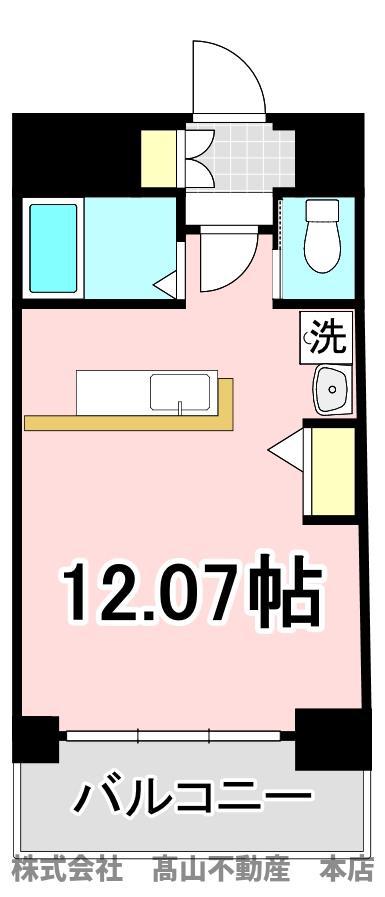 シンワビル(ワンルーム/8階)の間取り写真
