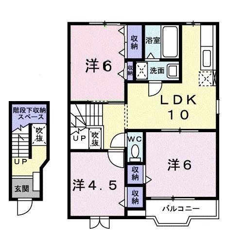 サルドセジュール B(3LDK/2階)の間取り写真